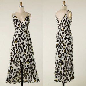 AQUA Faux Wrap White Leopard Dress